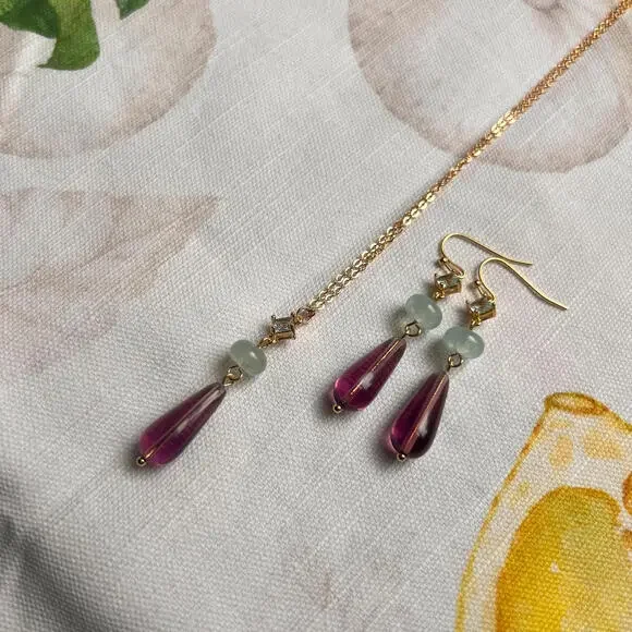 Aquamarine Winter Ice Plum Amethyst Jewelry Set - Picture 7 of 7